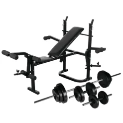 VIDAXL Weight Benchweight Rack. Barbell And Dumbbell Set 30.5Kg