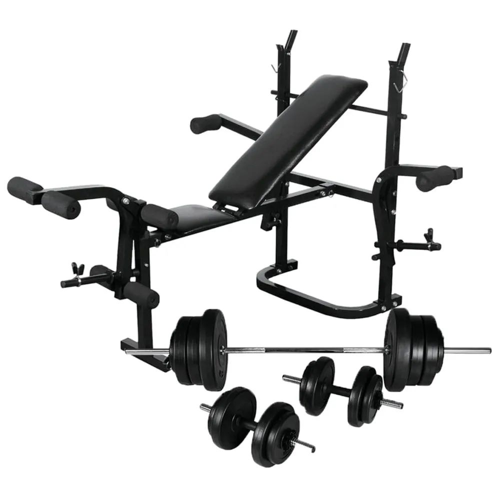 VIDAXL Weight Benchweight Rack. Barbell And Dumbbell Set 60.5Kg