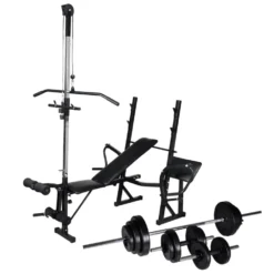 VIDAXL Workout Bench Barbell Dumbbell Set 30,5kg