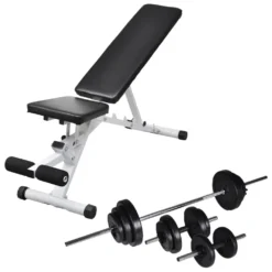 VIDAXL Workout Bench With Barbell Dumbbell Set 30,5kg